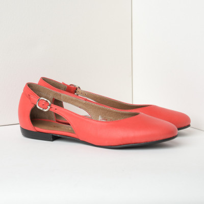 Kožne ženske cipele-baletanke B28/8 koralno crvene
