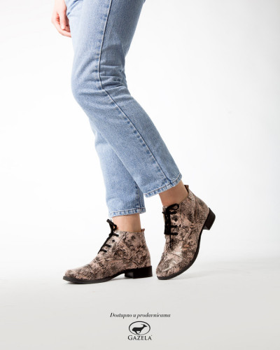 Kožne ženske cipele 2-901 puder/crne