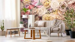 Wall murals with roses for a cozy atmosphere at home