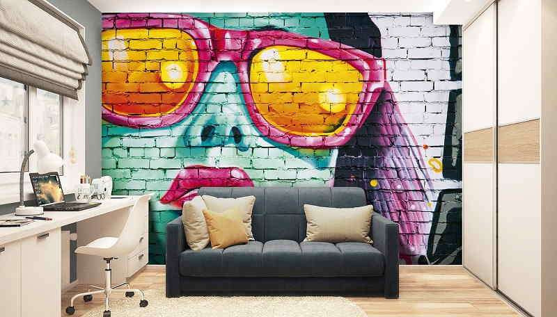 Wall murals with graffiti for teenagers