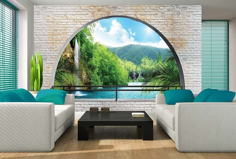 Arched river wall mural with 3d effect 2837