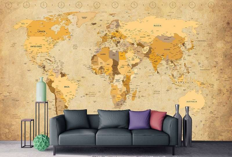 Rustic political map of world wallpaper - C04122