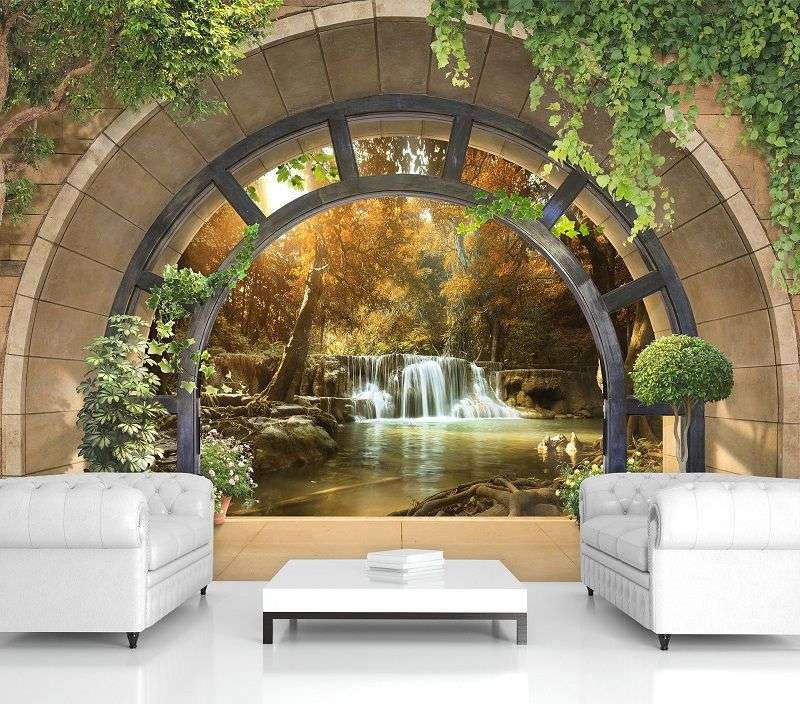 Zen garden background arched wall mural - 11553