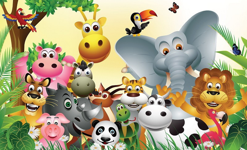 Happy animals, children's room wall poster - 693