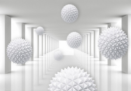 3D spatial tunnel corridor spheres wall mural - 14142
