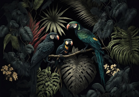 Parrots in the jungle Wall Mural - 14668