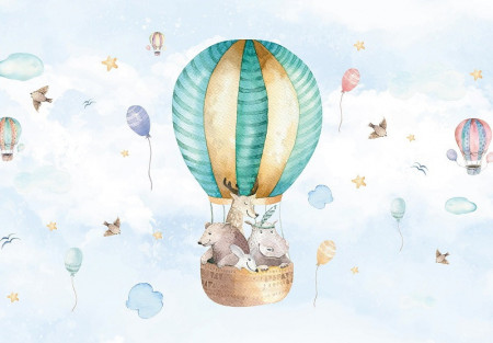 Balloon with animals, children's room wall mural - 13510