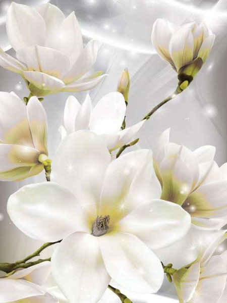 Tender floral photowall white accents - 3508A