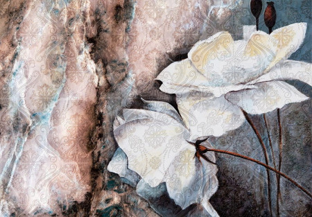 watercolor painted flowers wall decal - 13528