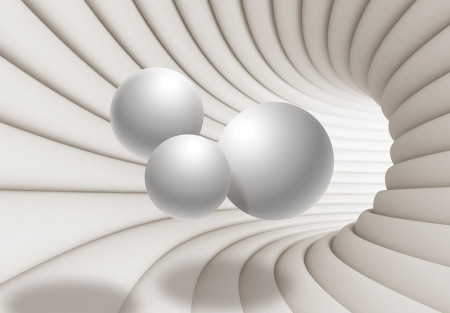 3D tunnel in beige wall mural - 13906