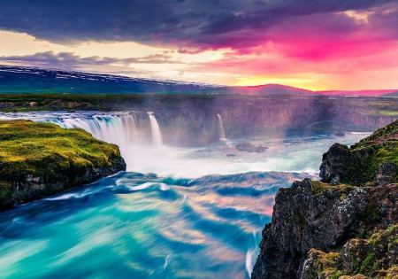 Bright color waterfalls wall mural - 13024