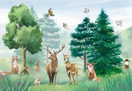 Animals in the forest wall mural - 14409