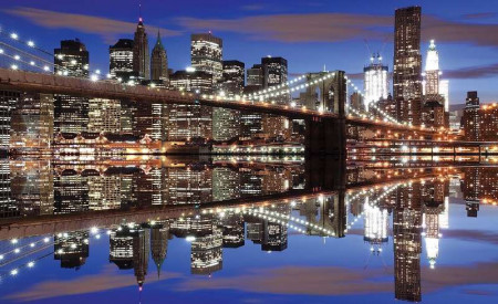 City lights water reflections at night - 1670