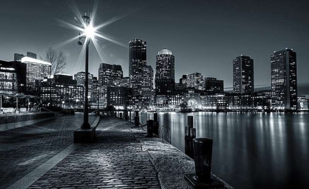 City at night black and white wall poster - 275