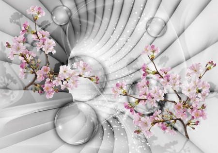 3D tunnel with flowers wall mural - 10200