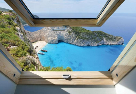 Window view to a tropical cape wallpaper - 10393