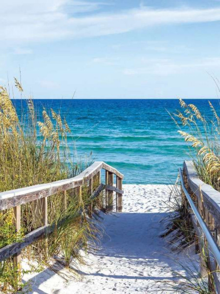 Beach walkway with blue sea in the background - 3462A