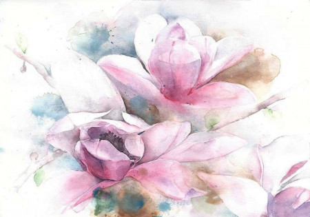 Flowers in a white background, wall mural - 13008