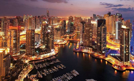 City at sunset wall mural - 1671