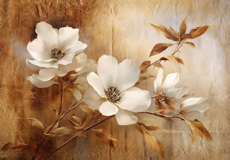 Flowers on parchment Wall Mural - 14753
