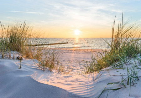 Radiant sunrise among the sea and the sand wallpaper - 14020