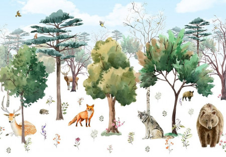 Animals in the woods wall mural - 14411