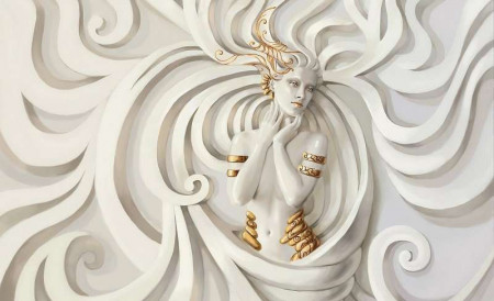 Goddess statue wall mural - 3043