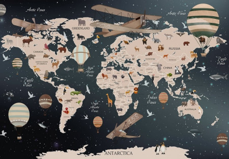 Map for kids wall mural - 14406