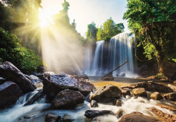 A waterfall bathed in sunlight Wall Mural - 14618