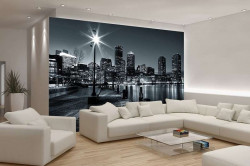 City at night black and white wall poster - 275