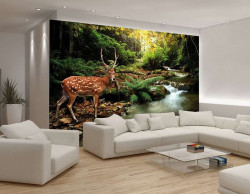 Hind by the river, wild animals wall murals- 147