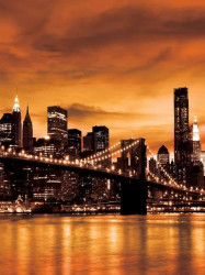 New York city bridge at night wall paper - 228A