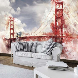 Painted bridge, art stroke, red accents - 12920