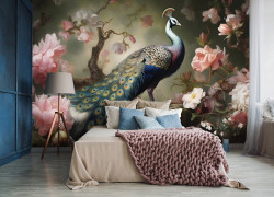 Peacock and flowers Wall Mural - 14721