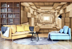 Wooden tunnel wallpaper, abstraction - 3247