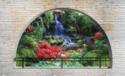 3D zen garden view from an arch - 2838
