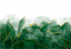 Nature leaves green ombre watercolours wall mural - 14127