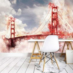 Painted bridge, art stroke, red accents - 12920