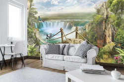 Painted wall mural, waterfalls and nature - 10515