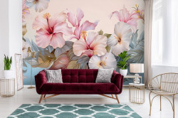 Pink Plumerias Wall Mural - 14665