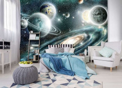 Planets and Milky way galaxy mural - 11896