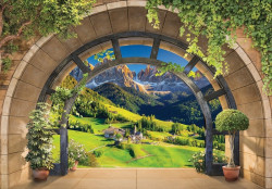 3D effect terrace mountains landscape wall mural - 14091