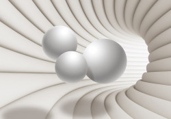 3D tunnel in beige wall mural - 13906