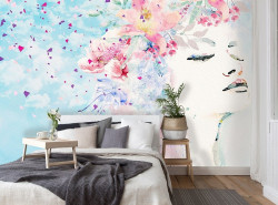 Art Girl Watercolors Painted Face wall mural - 14222