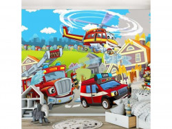 Firefighters wall mural for kids - 12549
