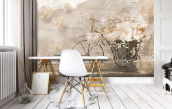 Oil paint Wall Mural, retro bicycle with flowers -3667