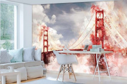 Painted bridge, art stroke, red accents - 12920