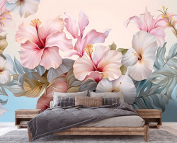 Pink Plumerias Wall Mural - 14665