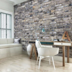 Shades of grey brick wall imitation wallpaper - 13035