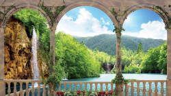 3D beautiful lake landscape wall mural - 1079
